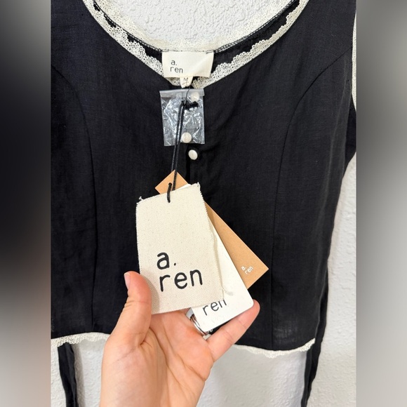A. REN DARCY BLACK  LINEN TANK TOP size M NWT - Picture 11 of 12